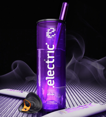 Purple electric glass with purple straw.