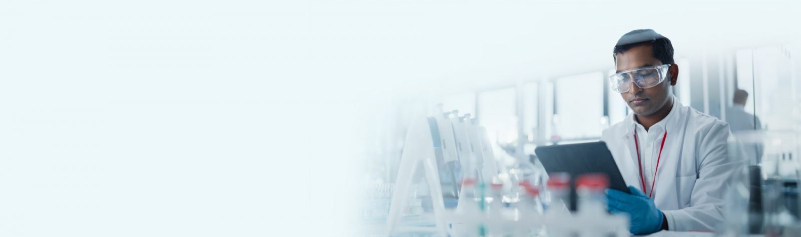 Scientist in a laboratory on a white background